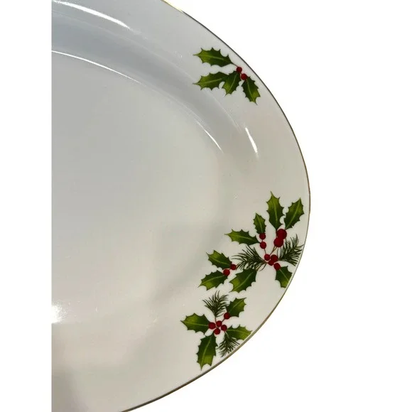 Better Homes Gardens Holiday 2009 Serving Platter Porcelain 15.5" Holly Berries - Picture 4 of 8